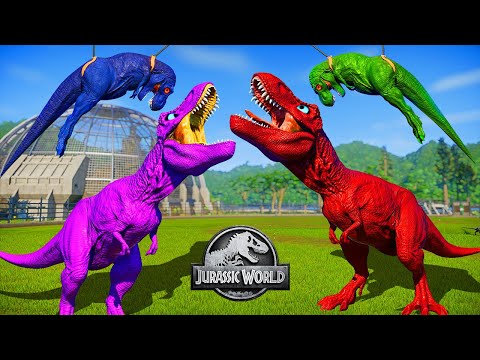T-Rex vs Other Large Carnivore Dinosaurs I-Rex, Giganotosaurus, Carnotaurus Dinosaur Fighting - JWE