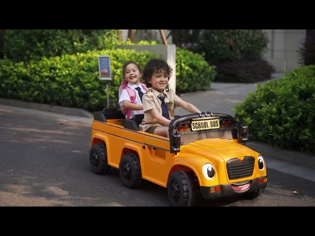حافلة مدرسية 12 فولت للأطفال بمقعدين لعبة سيارة تع...
