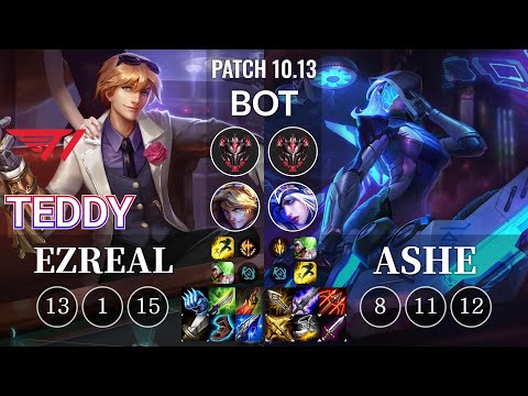 T1 Teddy Ezreal vs Ashe Bot - KR Patch 10.13