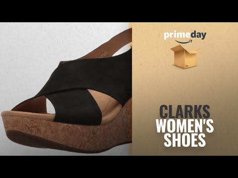 Clarks Women's Shoes | Prime Day 2018: CLARKS Women's Annadel Eirwyn Wedge Sandal, Black Nubuck, 8 M