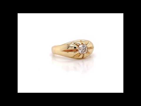 9CT YELLOW GOLD .41CT CERTIFIED DIAMOND GENTS RING