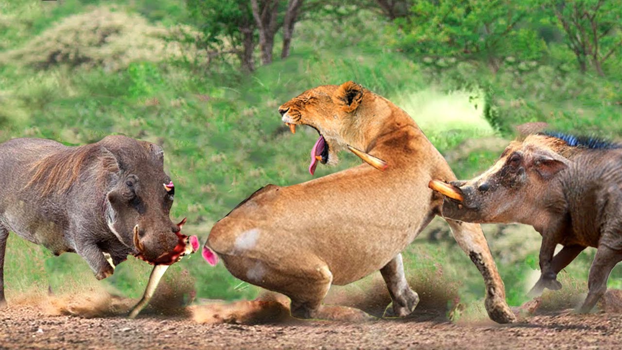 Tragic Ending When Lion Hunts Alone! Warthogs Attack The Lion Mercilessly