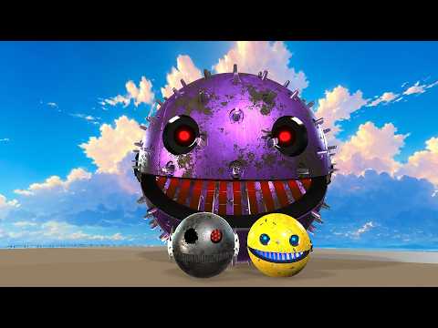 GREY ROBOT PACMAN VS GREEN ROBOT WITH CARTOON CAT