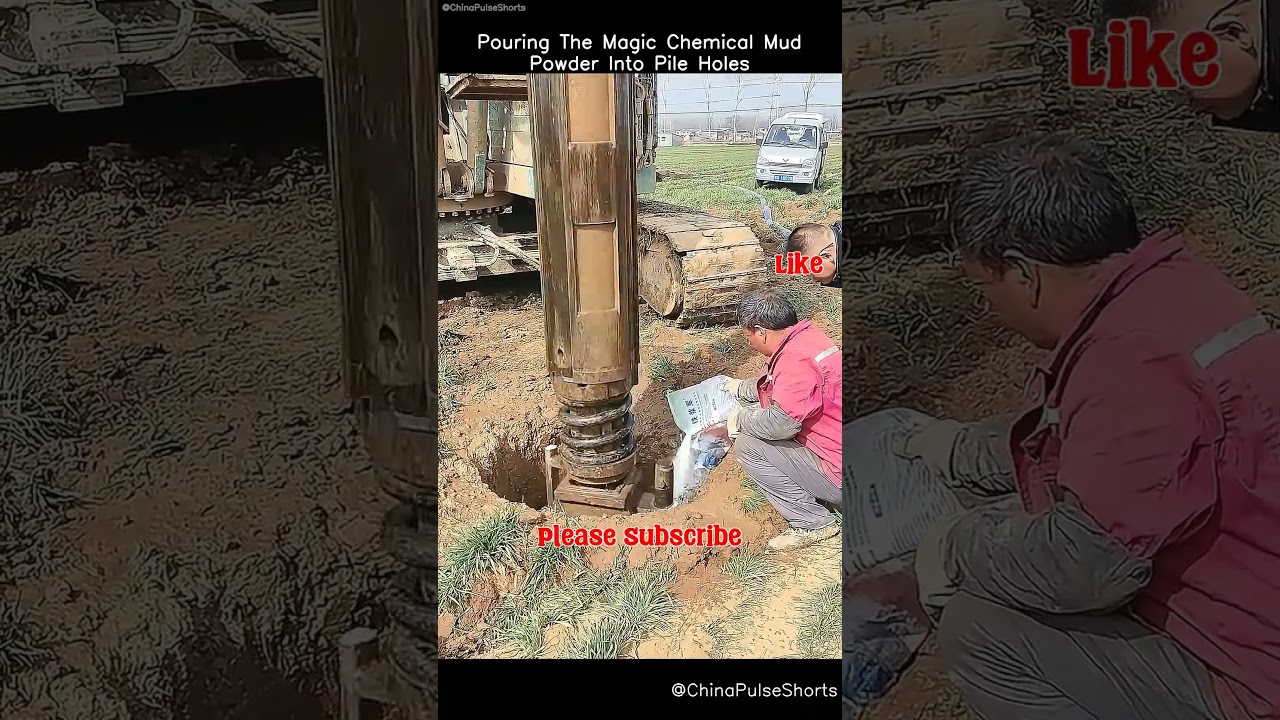Pouring Magic Chemical Mud Powder Into Pile Holes! 🧪🕳️ #foundationrepair #constructionhack