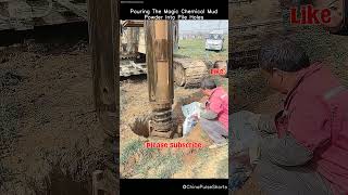 Pouring Magic Chemical Mud Powder Into Pile Holes! 🧪🕳️ #foundationrepair #constructionhack