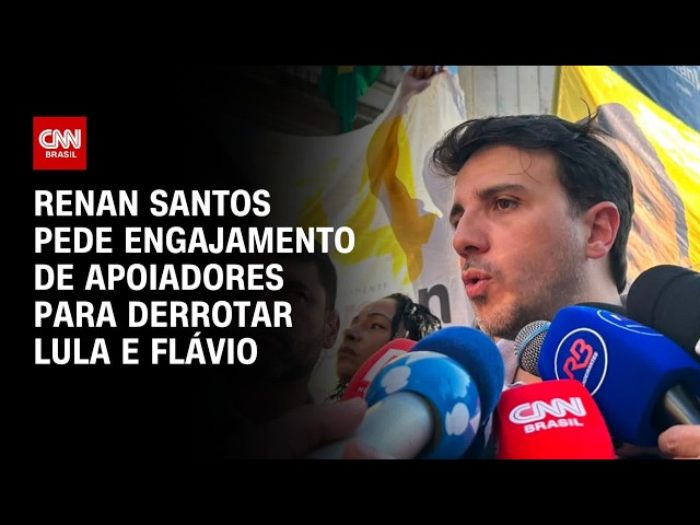 Renan Santos lança campanha e pede engajamento de apoiadores para derrotar Lula e Flávio | AGORA CNN