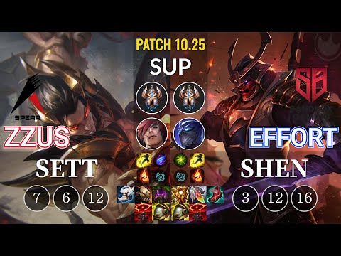 ASP Zzus Sett vs SB Effort Shen Sup - KR Patch 10.25