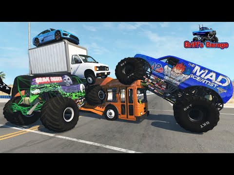 MONSTER JAM MADNESS #1 | Crashes, Jumps, and funny moments - BeamNG Drive