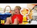 Kids Chores Dish Duty Battle! SuperHeroKids Funny Family Videos Compilation