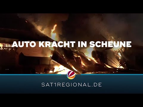 21-Jähriger kracht mit Auto gegen Scheune in Zeven - Vollbrand