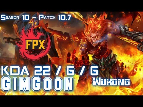FPX GimGoon WUKONG vs FIORA Top - Patch 10.7 KR Ranked