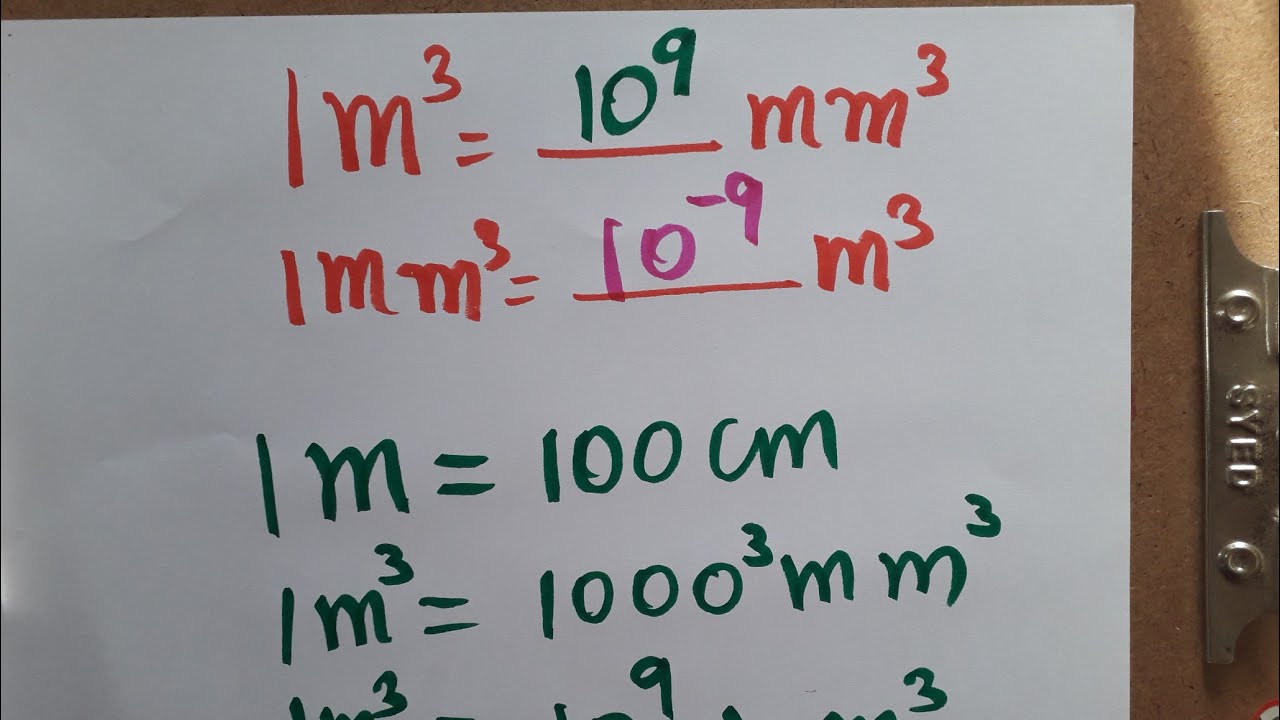 mm3 to m3 and m3 to mm3