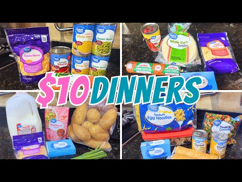 $10 Dinner Challenge! 4 Easy dinner ideas to make at home on a budget! Low Income Meals! $10 Dinners