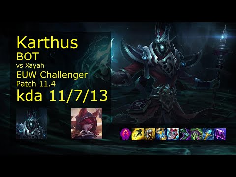 Karthus Bot vs Xayah - EUW Challenger 11/7/13 Patch 11.4 Gameplay