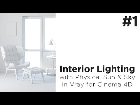 Interior lighting Tuorial in Vray for Cinema4d #1 using Vray Physical Sky and Sun