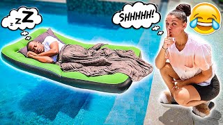HUSBAND WAKES UP IN SWIMMING POOL PRANK!! (BAD IDEA)