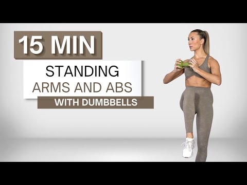15 min STANDING ARMS AND ABS WORKOUT | With Dumbbells | Upper Body | No Repeats