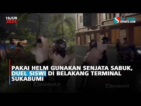 Pakai Helm Gunakan Senjata Sabuk, Duel Siswi di Belakang Terminal Sukabumi