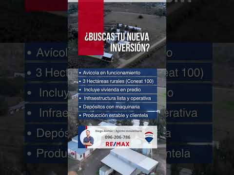 Venta Granja Avícola en campo de 3 Has la Floresta.  #rural   #campoenventa #avicola #negocios