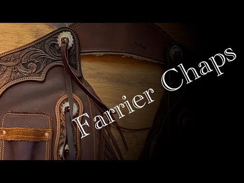 Making a pair of chaps. Reinforced for shoeing horses.