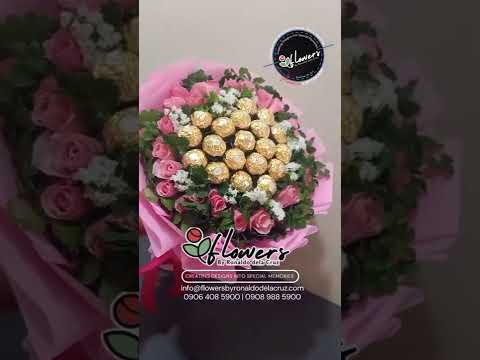 Ferrero Heart and Pink Roses Bouquet