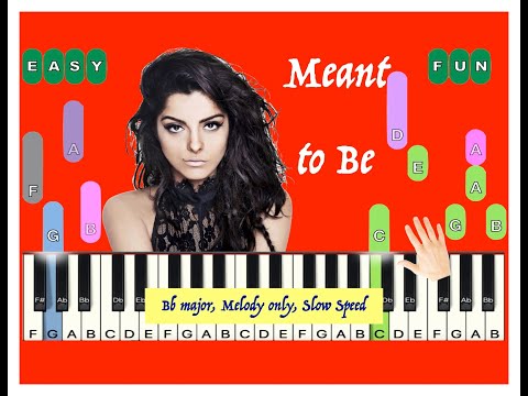 Meant to be, Bebe Rexha, in Bb major, RH melody only, Slow speed, Sheet music, Online Lessons