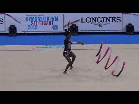 Sofia HIGINO (ANG) ribbon - 2015 Stuttgart worlds Qualifs