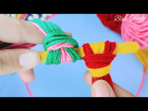 Ice cream Stick Craft Ideas With Woolen Thread |  | DIY Woolen Crafts | Easy Embroidery Hacks