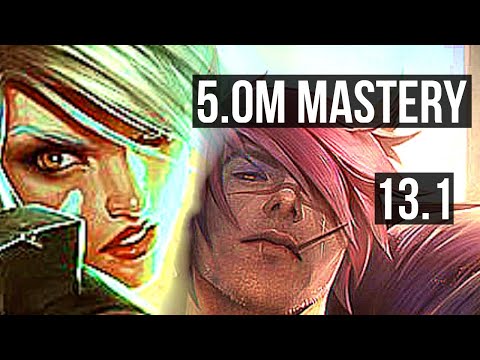 RIVEN vs SETT (TOP) | 5.0M mastery, 2200+ games, 18/5/13, Godlike | EUW Master | 13.1