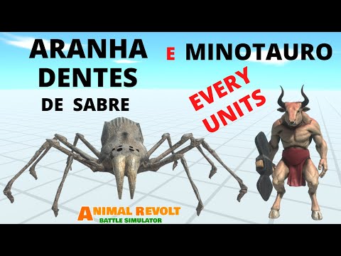 Minotauro e Aranha Dentes de Sabre vs Todas as Unidades  - Animal Revolt Battle Simulator