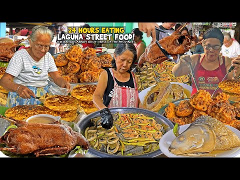 24 Hours Eating ONLY "LAGUNA STREET FOOD!" PAKSIW kain pati TINIK, KINULOB na FRIED ITIK at ABNOY
