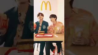 BTS eating BTS meal 😂 McDonald collaboration 😎