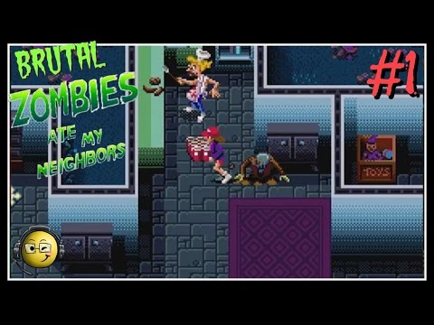 Let's Play Brutal Zombies Ate my Neighbors Hack Part 1: Field of Fangs! (Levels 1-4)