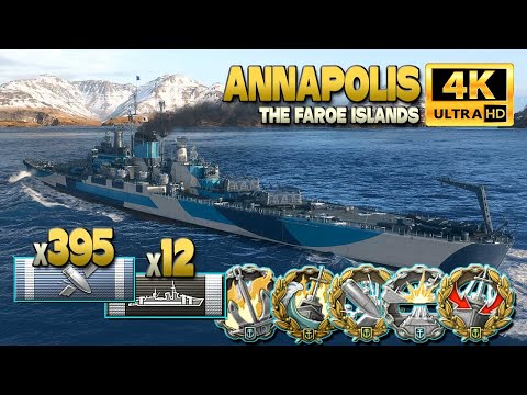 Cruiser Annapolis with huge 344k on map "Faroe Islands" - World of Warships