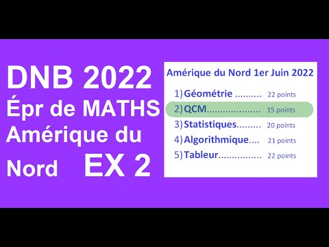 BREVET Maths 2022 Amérique du Nord: corrigé de Ex 2 (QCM)