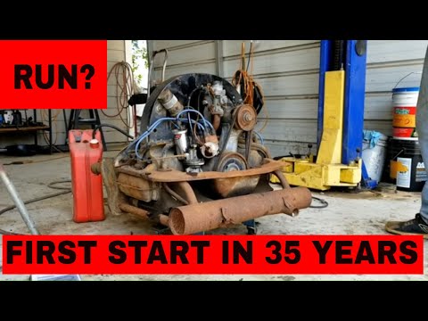 Will it run ? First start in 35 years 36 hp engine 60 vw rusty ragtop bug cold start barn find