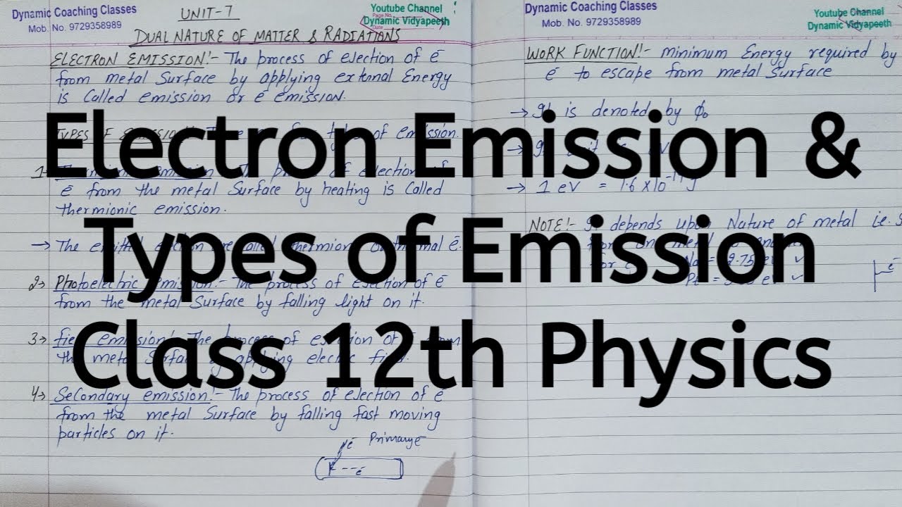 Electron Emission, Types of Emission, Chapter 11, Dual Nature of Radiation and Matter, Class 12