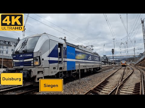 【4K】 Führerstandsmitfahrt Duisburg Ruhrort nach Siegen Hbf über Wuppertal ,Hagen