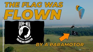 HE FLEW A FLAG USING HIS PARAMOTOR