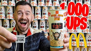 1,000 CUPS - McDonald's Monopoly Challenge!! I Spent $2,700 On McDonalds AND WON!!