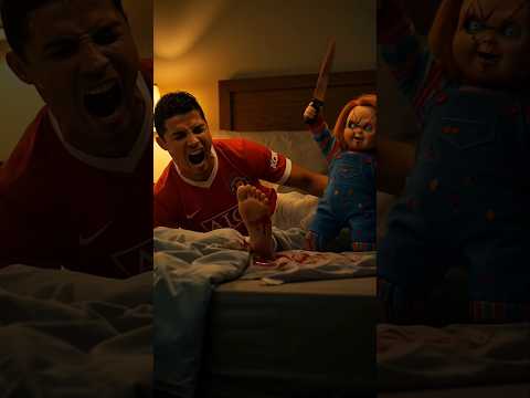 RONALDO & THE CHUCKY DOLL.. #ronaldo #football #aishorts #chuckydoll #scarystories #messi