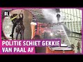 ZIEN: Man klimt op bovenleiding; politie schiet en spuit met scherp!