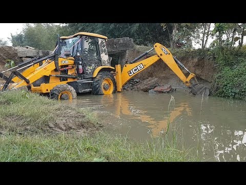 JCB Dozer Breaking Bridge Wall - JCB Working For New Bridge Construction - Dozer Video 6