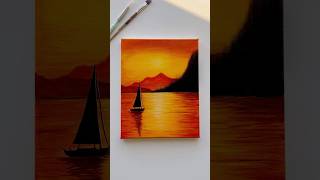 Golden Sunset Lake 🌅🍁#art #sunset #acrylicpainting