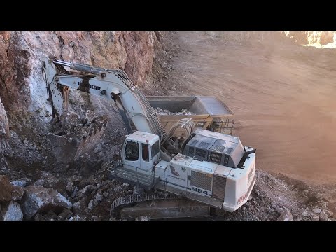 Liebherr 984 Excavator Loading Caterpillar 775&777 Dumpers - Sotiriadis/Labrianidis Mining Works