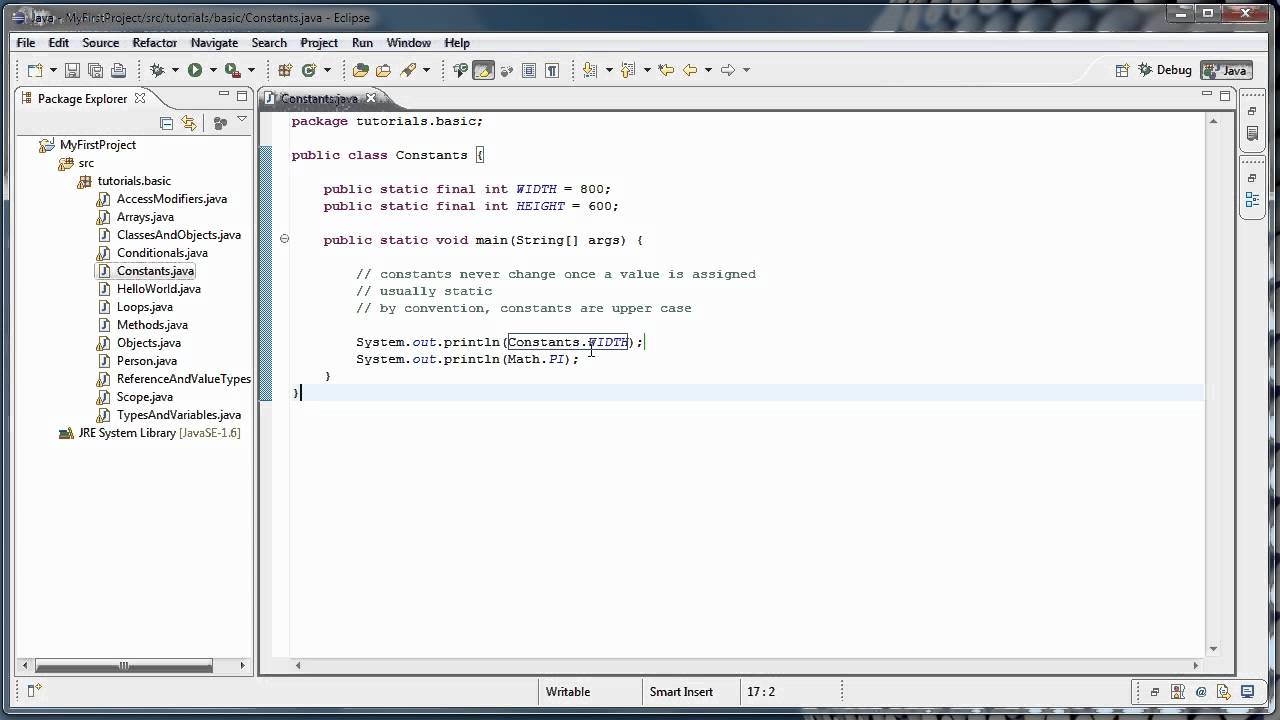 Java Programming: 14 - Constants