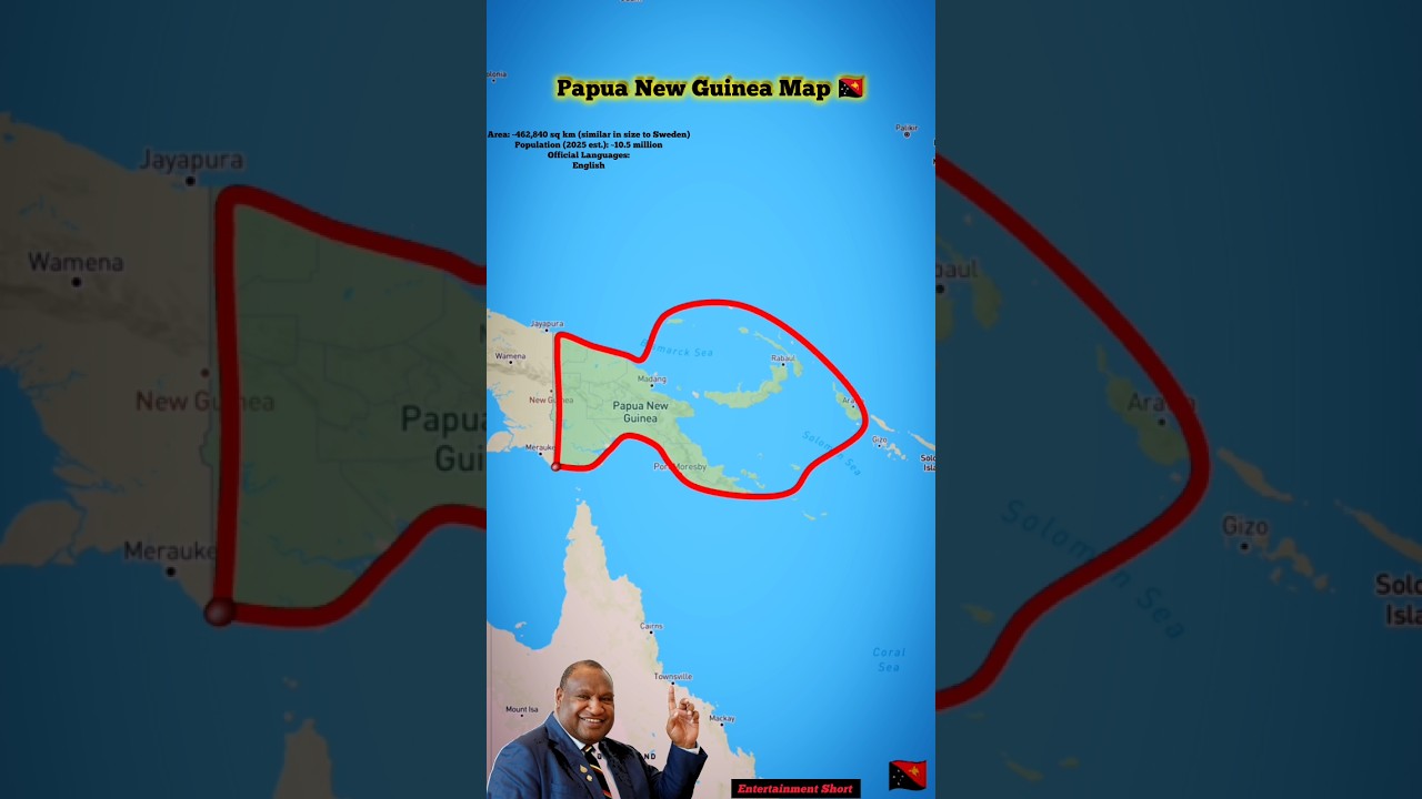 Papua New Guinea Map 🇵🇬 Papua New Guinea Population (2025 est.): ~10.5 million #papua #location #map