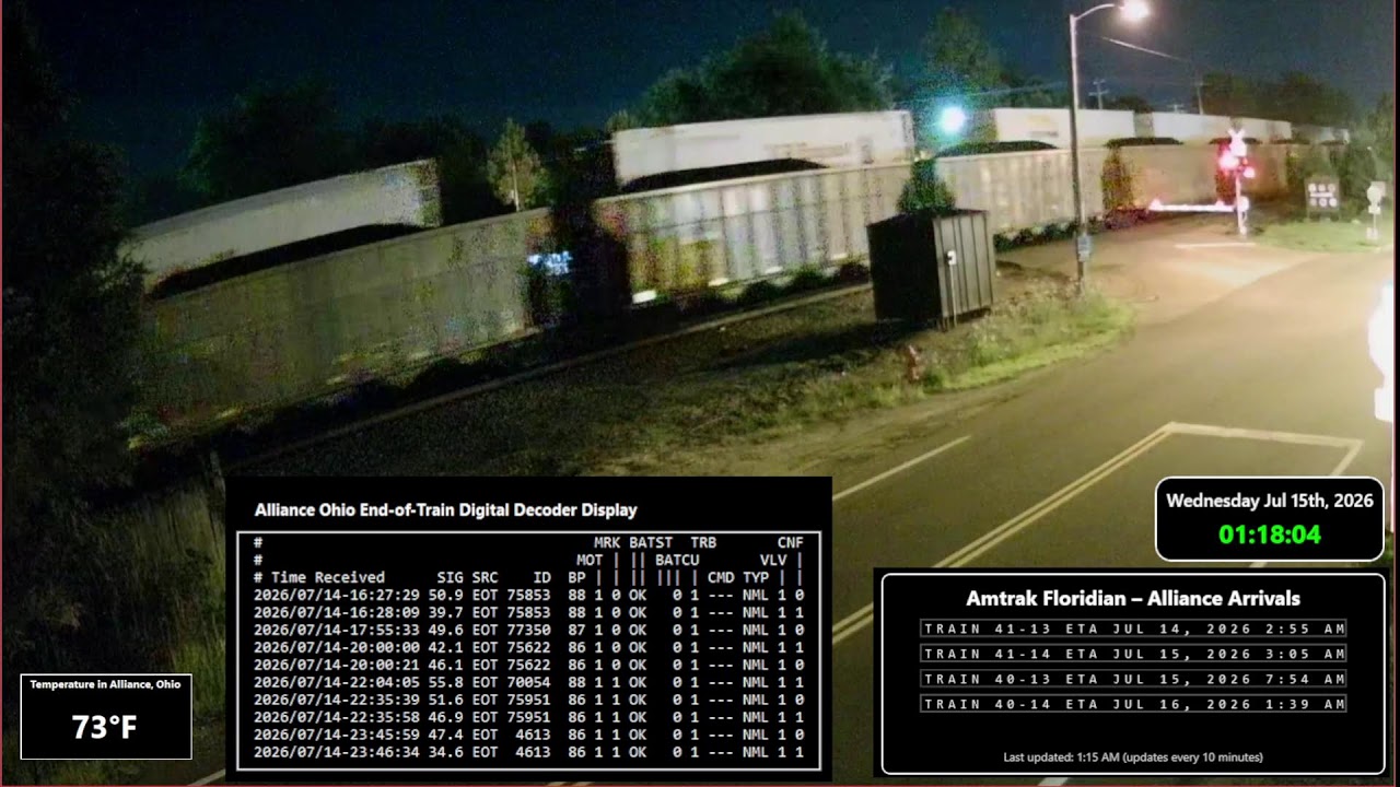 Live webcam view of Alliance Railcam at the Grade Crossing