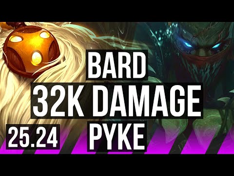 BARD & Ezreal vs PYKE & Twisted Fate (SUP) | 32K damage | NA Master | 25.24