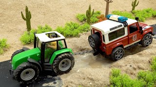 Tractor Rescue Car in Mud | Construction Vehicles Making Sand Road New | Toy Car Story | BIBO TOYS